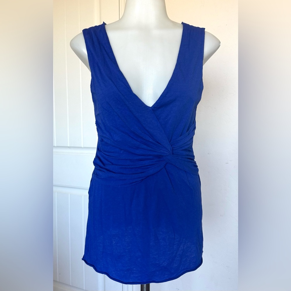 Velvet Royal Blue Top with Red Accent